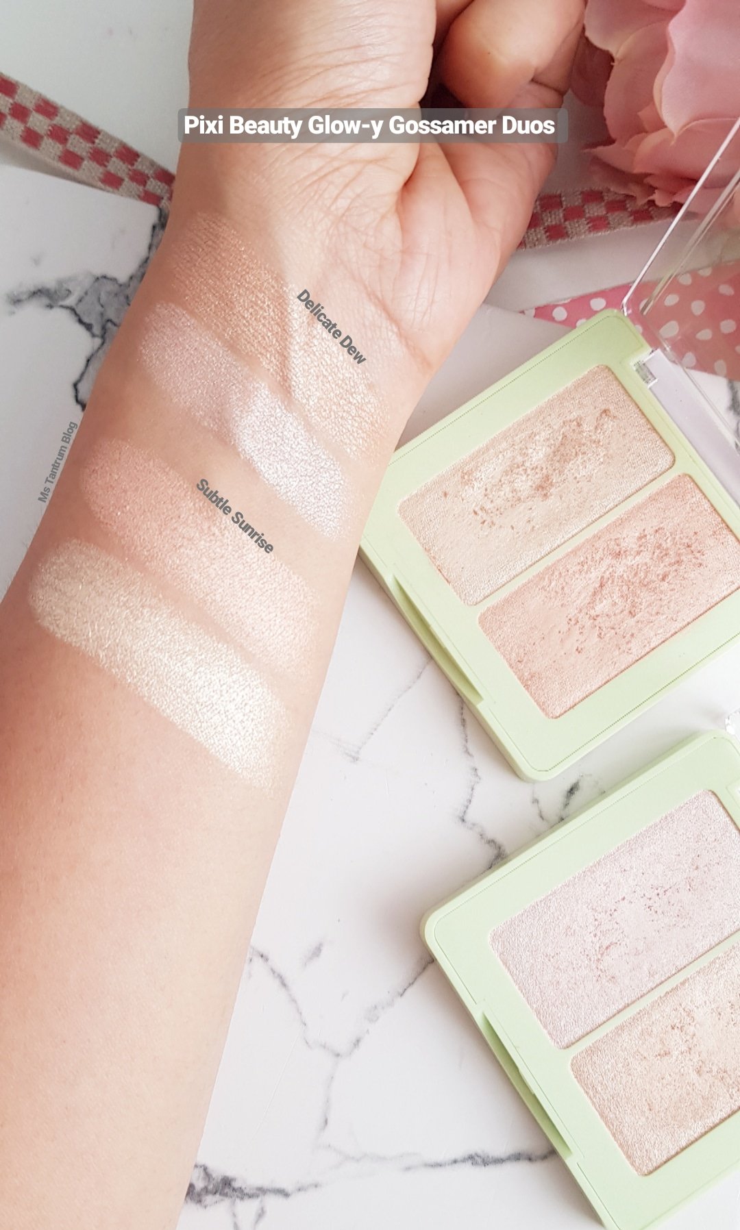 Pixi Beauty Glow in a Box - Glow-y Gossamer Duo highlighters Swatches - Ms Tantrum Blog