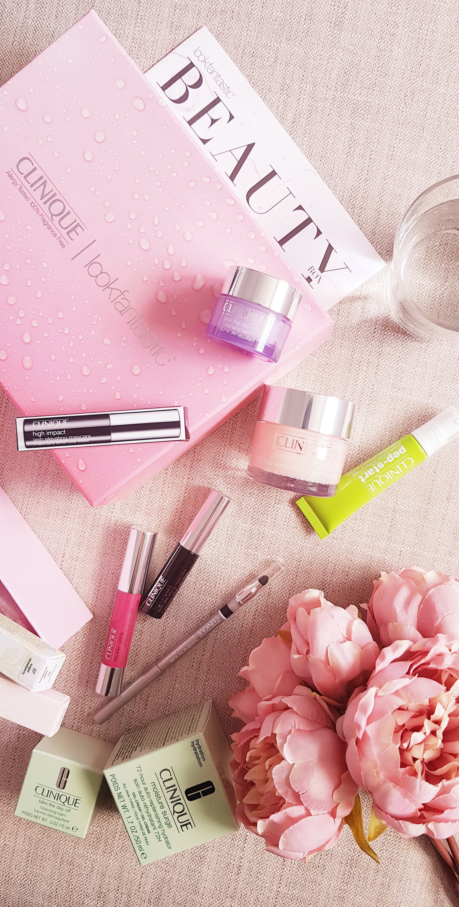 #LFXCLINIQUE Beauty Box - Moisture Surge Hydrator, Take the day off cleansing balm, pep start bubble mask, high impact mascara, quickliner, chubby stick - Ms Tantrum Blog