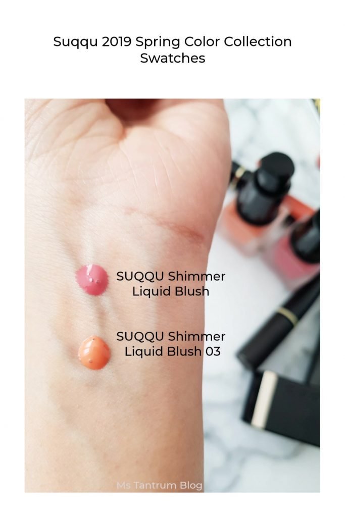 SUQQU shimmer liquid blush swatches - 2019 spring color collection - Ms Tantrum Blog