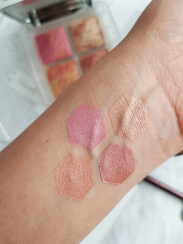 Hourglass Ambient Lighting Blush Quad swatches on medium skin tone - Ghost | Ms Tantrum Blog